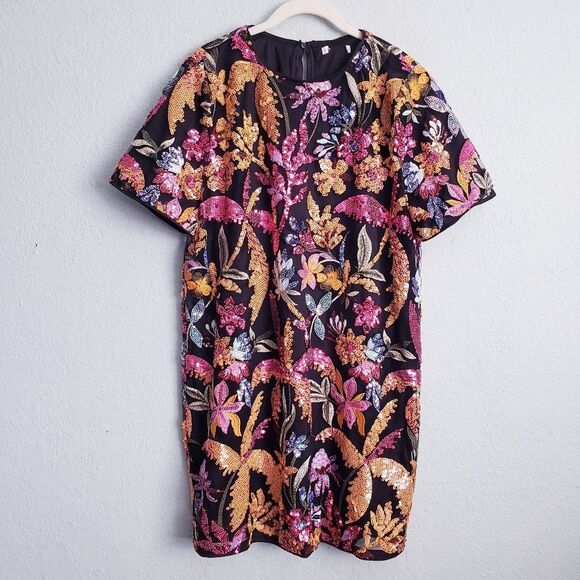 Baltic Born Patricia Floral Sequin Black Mini Dress - Picture 2 of 5